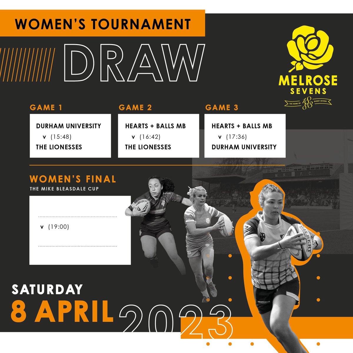 A recap of the Official Draws for the four tournaments across the weekend! 

It promises to be a spectacular weekend of rugby! 

Come along and join us. Tickets are still available! 

Tickets👉 bit.ly/3iP99h8

#melrose7s #homeofsevens