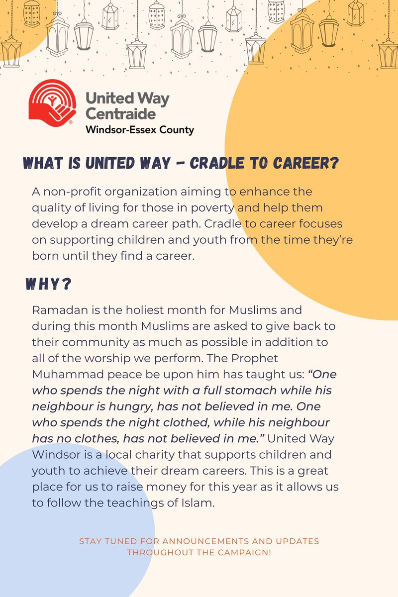 The Kennedy and <a href="/VMMustangs/">Vincent Massey SS</a> Muslim Student Associations are ready to kick off their 2023 Ramadan Joint Fundraiser for @UnitedWayWE beginning April 11th until April 25th in their schools! All proceeds raised this Ramadan will go to helping those in need! <a href="/gecdsbpro/">GECDSB PR</a> 🕌📚🍎#Ramadan