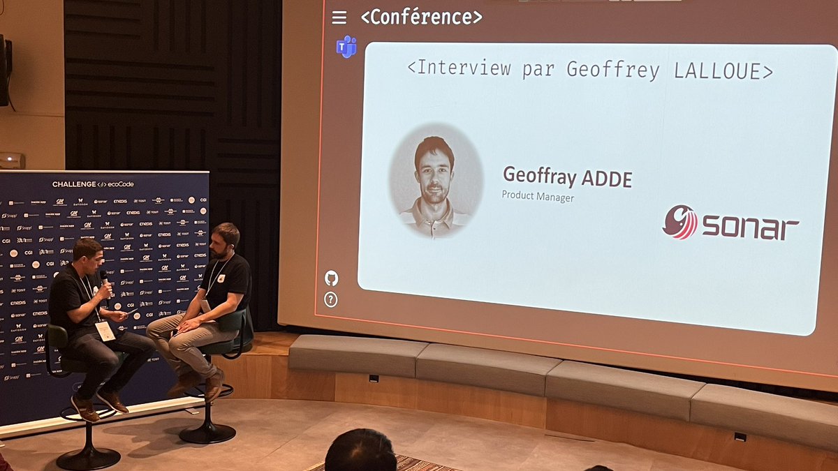 dedece35's tweet image. challenge #ecocode ... après une journée riche en rencontres et coaching tech ... dernière conf avec un PO de @SonarQube (@GeoffrayAdde )