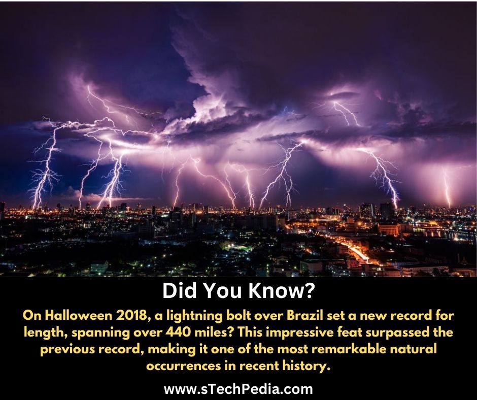 stechpedia360's tweet image. #halloween2018 #LightningRecord #BrazilLightningBolt #NaturalWonders #RemarkableOccurrences #440MileLightning #WeatherWonders #NaturalPhenomenon #LightningStrikes #RecordBreakingLightning