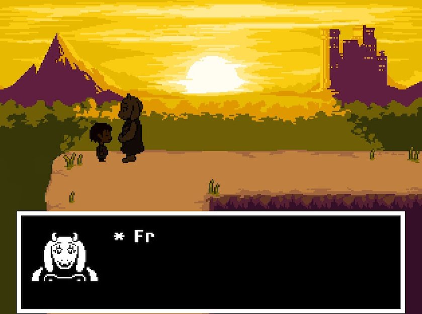 lectorrx's tweet image. Intentando hacer capturas bonitas del ending pacifista del undertale he sacado esto sin querer, poético