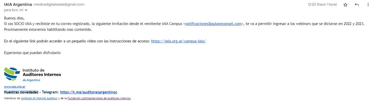 laumariani13's tweet photo. Ya recibí el acceso!! Membresia @InstitutoIAIA da beneficios! ahora estrenando el Campus IAIA, y la plataforma de elearning! contenidos asincrónicos!
#SoySocioIAIA @sigenarg @Red_deAI_deUUNN @AuditoriaAGN @Auditores_LATAM @TheIIA #OneII https://t.co/7lg01gVmkc