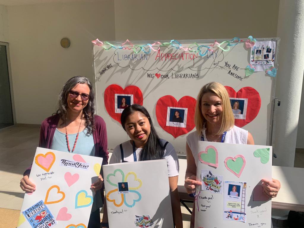 Another day of librarian love, today from our MS Ss ❤️ They surprised us with a hallway lineup and beautifully signed cards. Thank you to our ES and MS Counseling team for organizing all of this for us this week! 🥰📚@cis_library @cayintschool #cisinspires