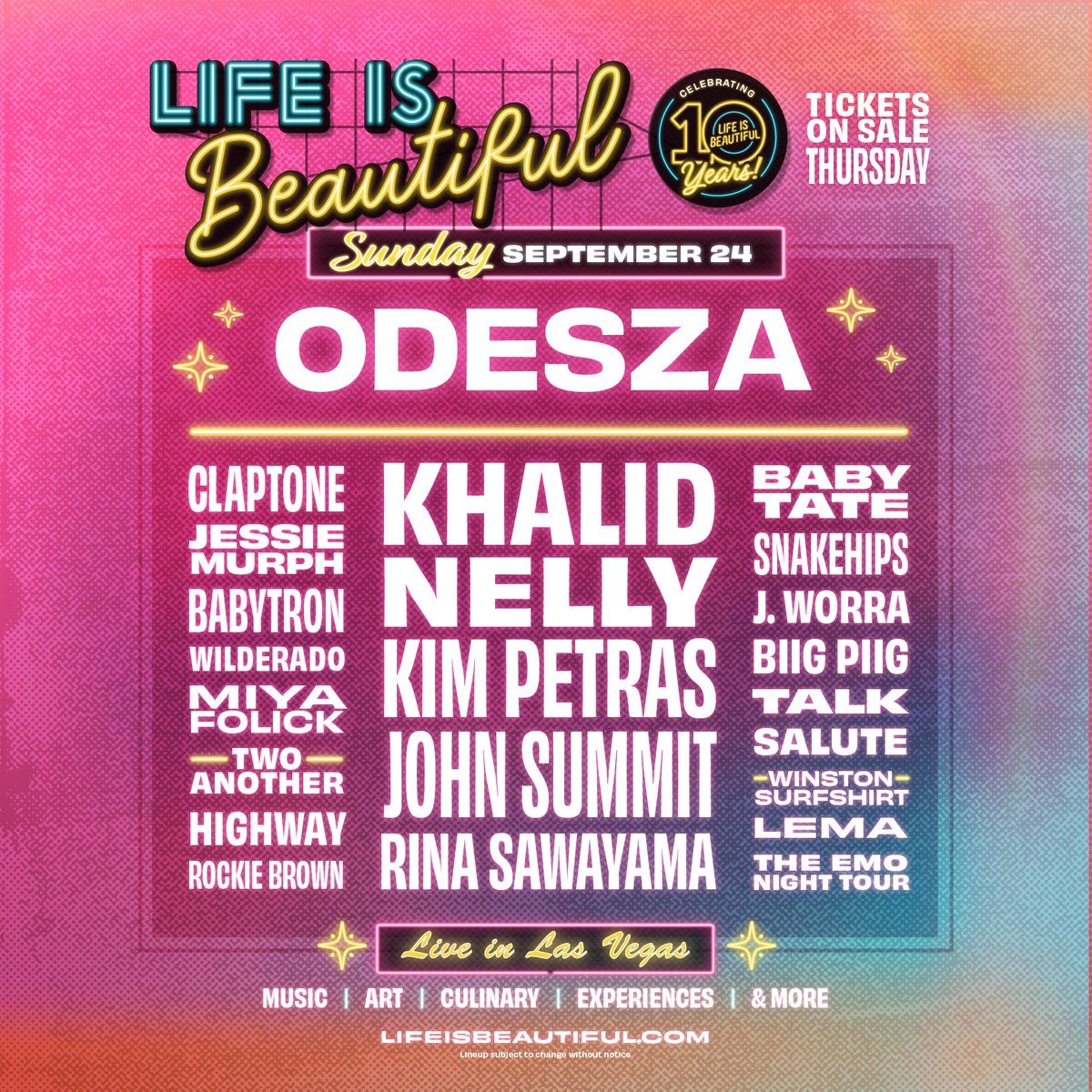 Life is Beautiful Festival lineup