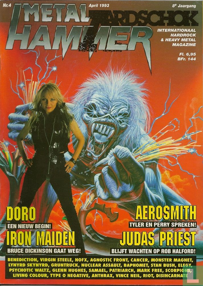 #onthisday April 1993 #DoroPesch and Eddie from #IronMaiden were on the cover of Metal Hammer magazine.