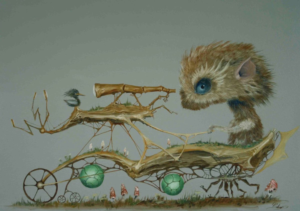 Naturology
Oil on Canvas
50x70cm

There is a frantic search in the ‘Dream World’ for new dream creatures that arise from new dreams. The ‘Naturology’ are excellently equipped for this. They go out for days, weeks and sometimes months.