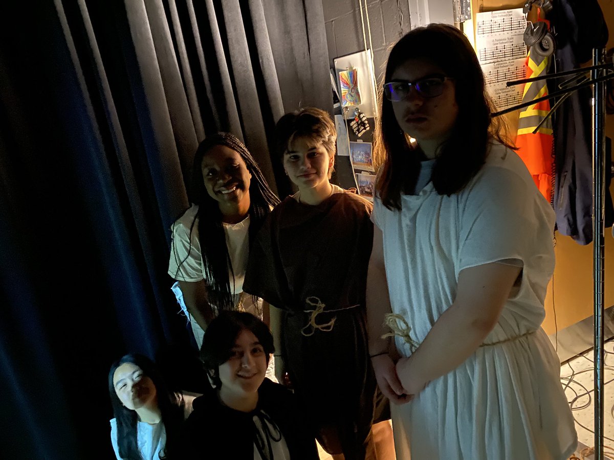 MariaDe01972142's tweet photo. Backstage at the Passion Play. Thank you grade 8’s for all of your hard work. @lclightmilton @MrDunnMusic https://t.co/90u45rNTft