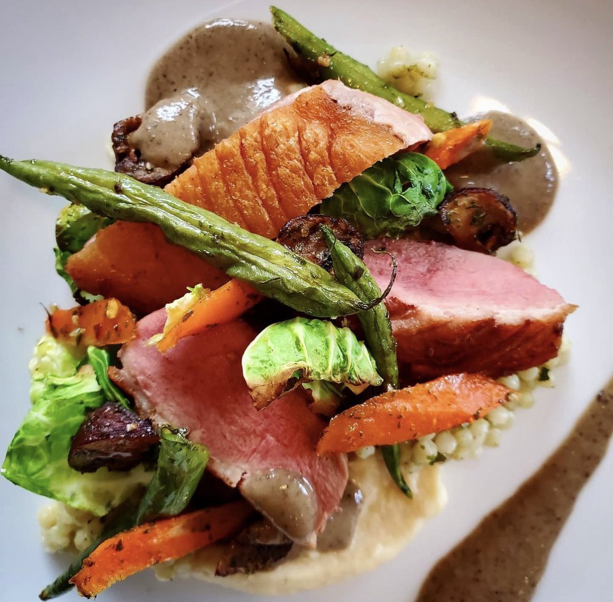 Seared Duck Breast with a Truffle-Mushroom Sauce 🙌 So good! 
#duckbreast #chefathome #Foodie @Lazychefs