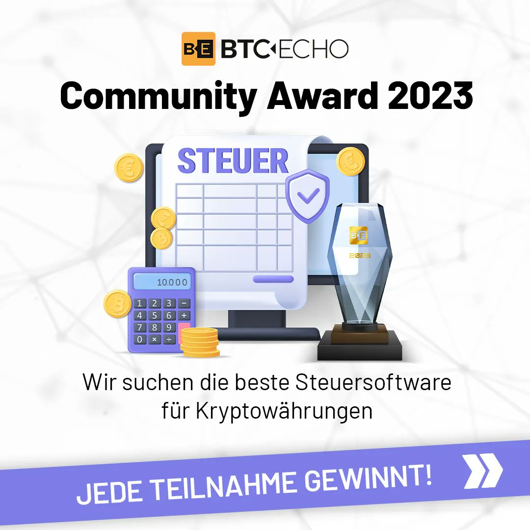 btcecho's tweet image. 🍀 Jetzt #Steuersoftware &amp;amp; Tools bewerten und #Bitcoin gewinnen*! Nimm teil am BTC-ECHO Steuersoftware-Award 2023. ▶ bit.ly/3ZICWI1 
Gewinne: 1 x 0,01 BTC || 5 x 0,1 ETH || 25 x Jahres-Abo Print
#btc #krypto #gewinnspiel *Teilnahmebedingungen: bit.ly/3UcNy0D