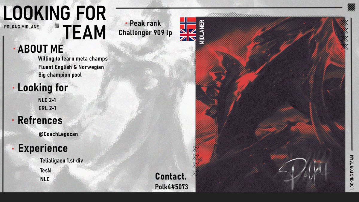 Im looking for team/Tryouts
Im Mainly looking for NLC/ERL 
Contack me Polk4#5073 for Vods or refrences*
Ty <a href="/muskelken/">Muskelken</a> For Graphics
Likes and retweets &lt;3