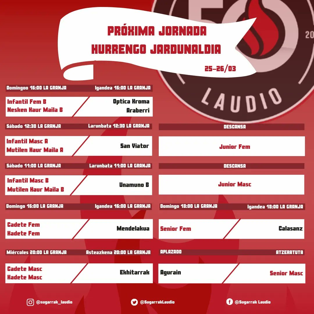 Jornada del 25-26 de marzo 🏀💪🏿

Martxoaren 25-26ko jardunaldia 🏀💪🏿