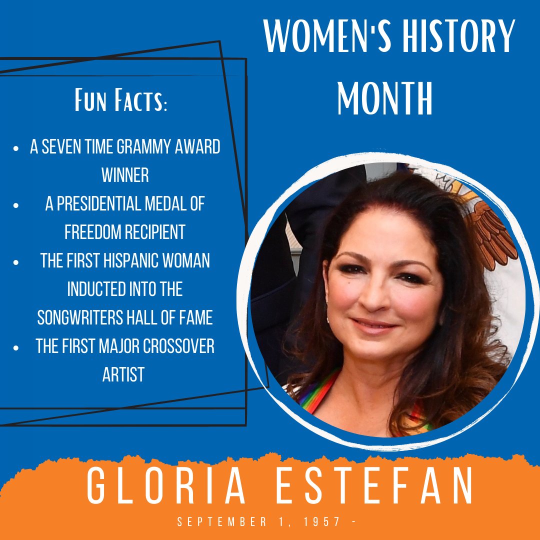 ShorthornPromos's tweet photo. If you've ever heard of Gloria Estefan, the next fantastic lady in our Women's History Month, raise your hand. She is a well-known recording artist and pioneer for women worldwide.  Happy Reading! https://t.co/lcW0RdVgrD