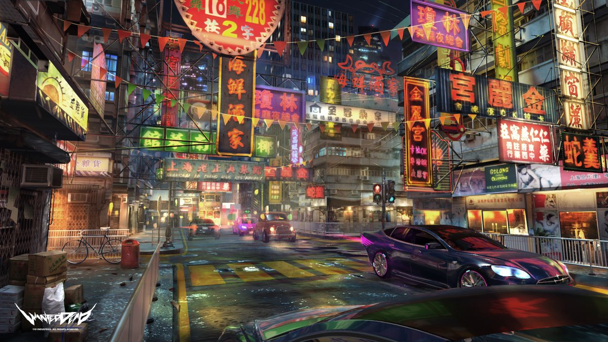 110industries's tweet photo. Despite neon lights illuminating the streets, Hong Kong retains its traditional atmosphere.

☠️ Wanted: Dead | #WantedDead #110Industries #Soleil #ConceptArtFriday https://t.co/4ty6mepxvL