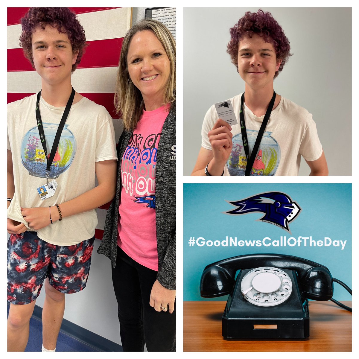 SMSRaiderNation's tweet photo. Kolby earned a #GoodNewsCallOfTheDay for making good decisions and displaying a positive attitude! We are proud of this young man. Thanks, Mrs. Koerner, for bragging on Kolby. #smsraidernation #bisdshines #smsraiderpride #wearebirdvilleisd https://t.co/tZCXO7BLOR