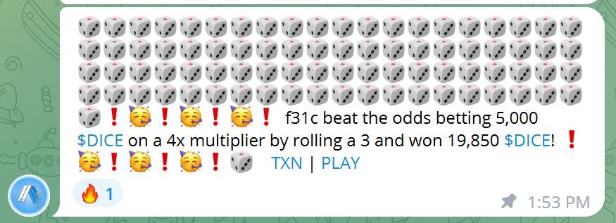 Arbi_Dice's tweet photo. With the 4x Multiplier!!!!!!! Wow!! Heating Up!!

$DICE #ARBIDICE #ARB #Arbitrum https://t.co/09puvAnzac