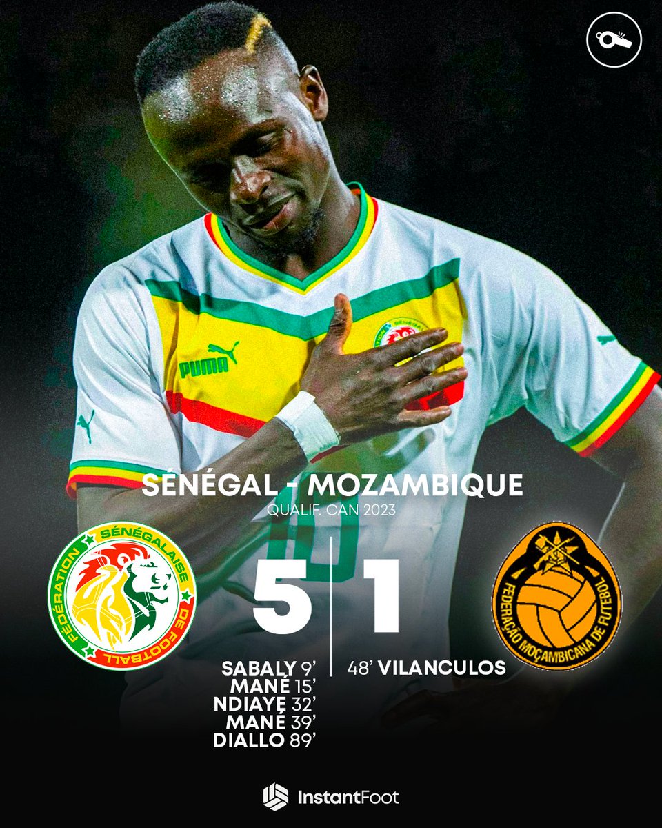 ⏱️ TERMINÉ ! Les champions d'Afrique en titre s'imposent facilement face au Mozambique ! 💪🏿

Sadio Mané buteur pour les siens et au rendez-vous ! 🫡🇸🇳

#CAN2023 | #SENMOZ