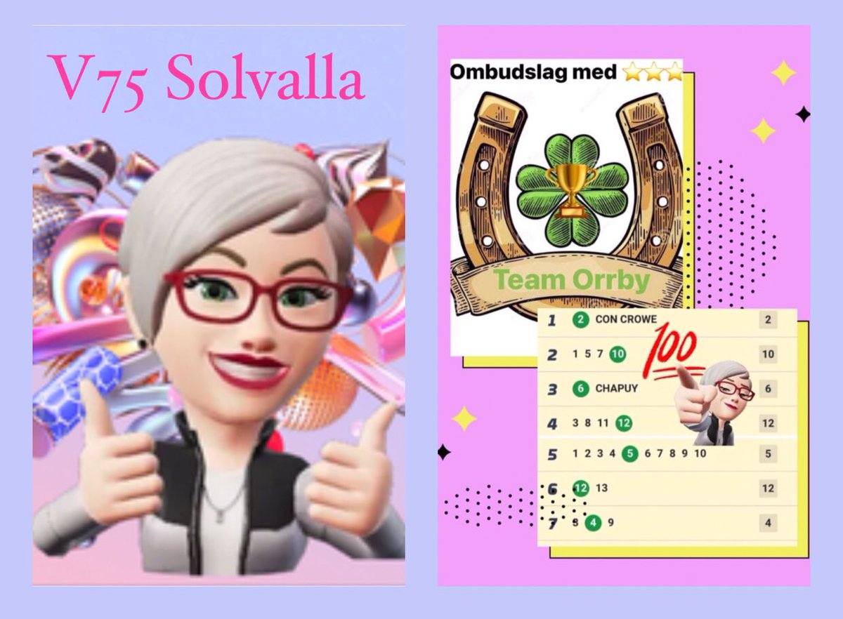 #V75 En sketen galopp ifrån full pott ikväll .
Jag tar nya tag imorgon, häng gärna med mej i jakten på extrapengar.

V75 Solvalla med synlig preliminär rad .
⭐️⭐️⭐️15 andelar⭐️⭐️⭐️Exklusiv ⭐️⭐️⭐️
⭐️⭐️⭐️ 150kr först till kvarn ⭐️⭐️⭐️
atg.se/icaorrby/spel/…