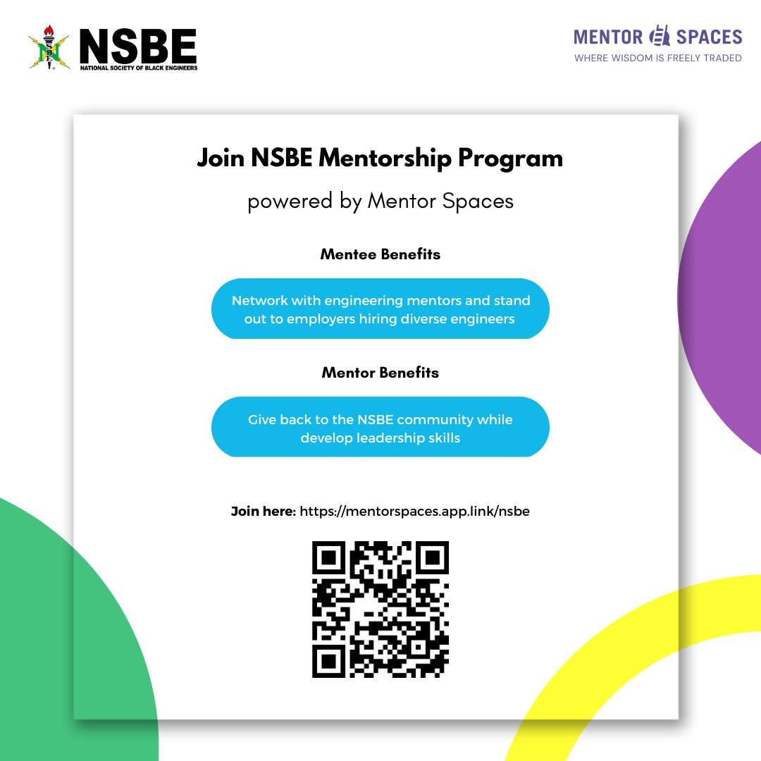We’re thrilled to announce our partnership with <a href="/mentorspaces/">Mentor Spaces</a> to launch an all-new, first of its kind Mentorship Program for NSBE members! Join as a mentor or mentee to network with fellow diverse engineers and advance your career. hubs.la/Q01HRjhm0