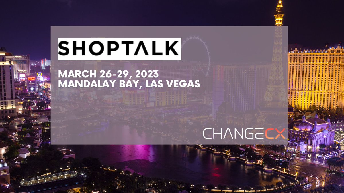 Come discover the future of commerce with the ChangeCX team. Our innovative approach to retail is transforming the industry and we're excited to share it with you.  Schedule a time to meet with us by signing up at bit.ly/3JL7Cm0

#Shoptalk #Shoptalk2023 #RetailConference
