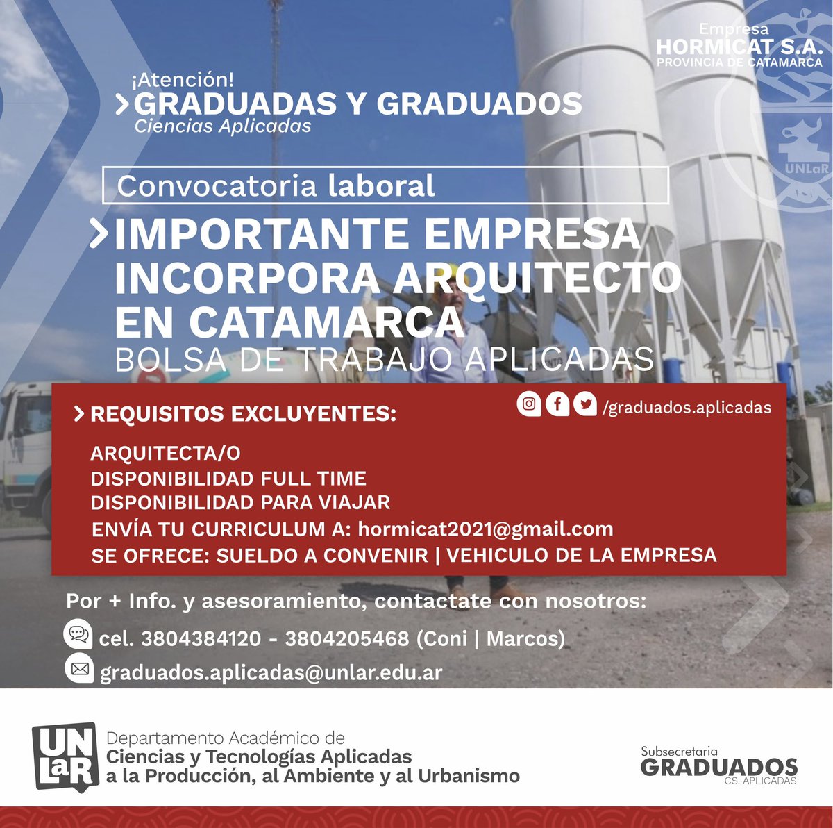 🔺ATENCIÓN GRADUADAS Y GRADUADOS DE ARQUITECTURA | BOLSA DE TRABAJO APLICADAS 2023

+ info. instagram.com/p/CqL3lznuWm7/…

🔺Bolsa de trabajo Aplicadas | 2023
🔺 Graduados | Aplicadas