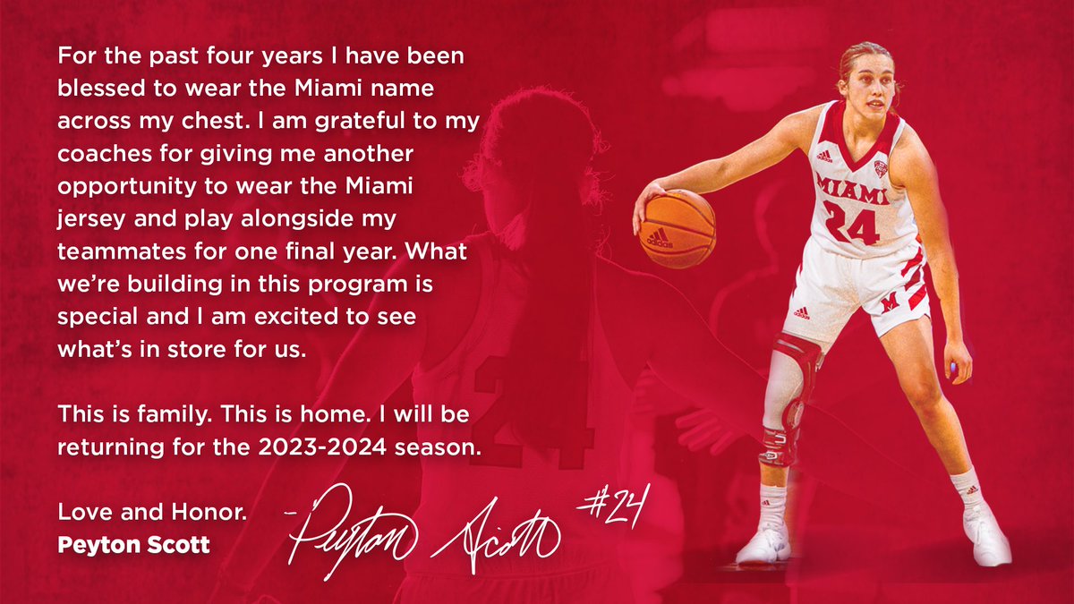 We’re thrilled to welcome back Senior Peyton Scott for one more season 💪 #RiseUpRedHawks