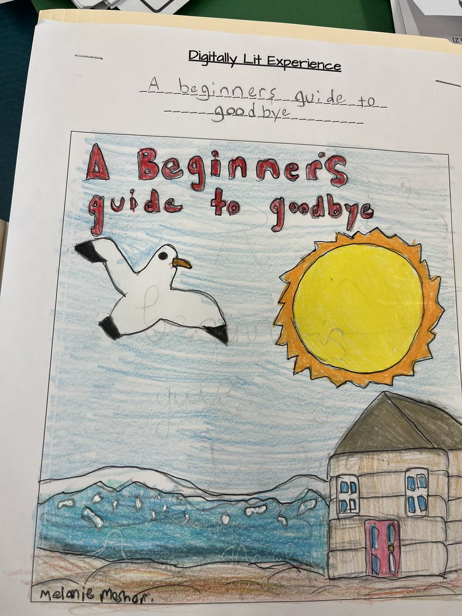Slowly making new covers for the books we’re about to begin! C spiced it up by adding a sun and a house. There seems to be a lot of waves! @MelanieMosher1 @LitDigitally @MsPowersClass