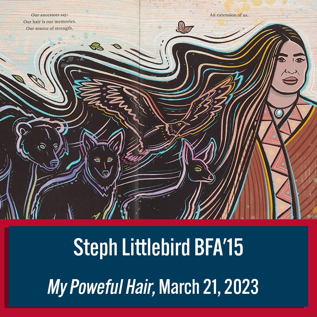 #PNCAAlum Steph Littlebird BFA'15 has collaborated with author Carole Lindstrom to illustrate "My Powerful Hair". She also has her exhibit "This IS Kalapuyan Land" at the Pittock Mansion: bit.ly/3llygd7
#pnca #pncaartist #pncapainting #pncaprintmaking