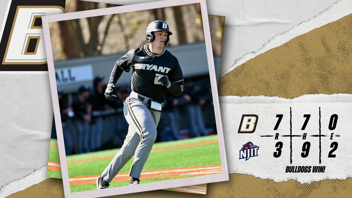 BULLDOGS WIN!

W - Wichrowski (2-0)
HR - Schaub (3)

Bryant scores four times in the 6th to complete a doubleheader sweep of NJIT.