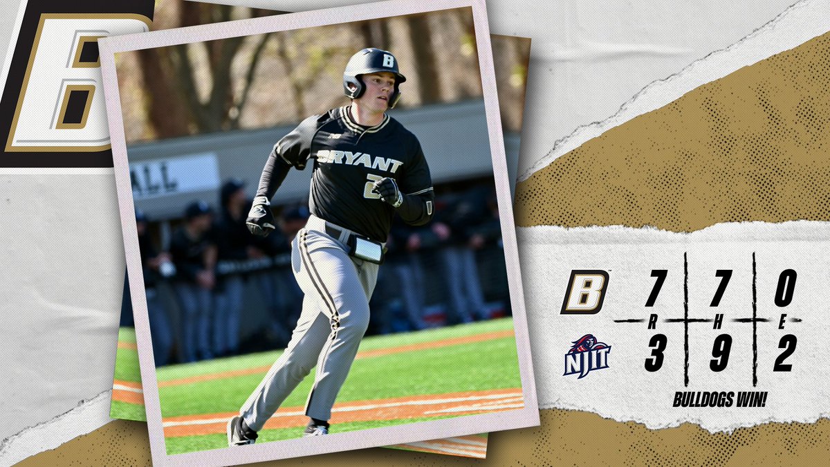 BULLDOGS WIN! W - Wichrowski (2-0) HR - Schaub (3) Bryant scores four times in the 6th to complete a doubleheader sweep of NJIT.