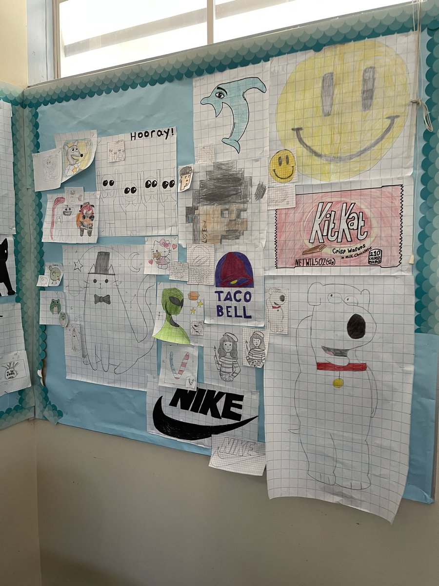 7th grade students started the unit with shrinky dinks to show that our image can be scaled down and ended our unit by scaling an image up! <a href="/VIDASHARKS/">VIDA (6-8 Magnet)</a> #mathart