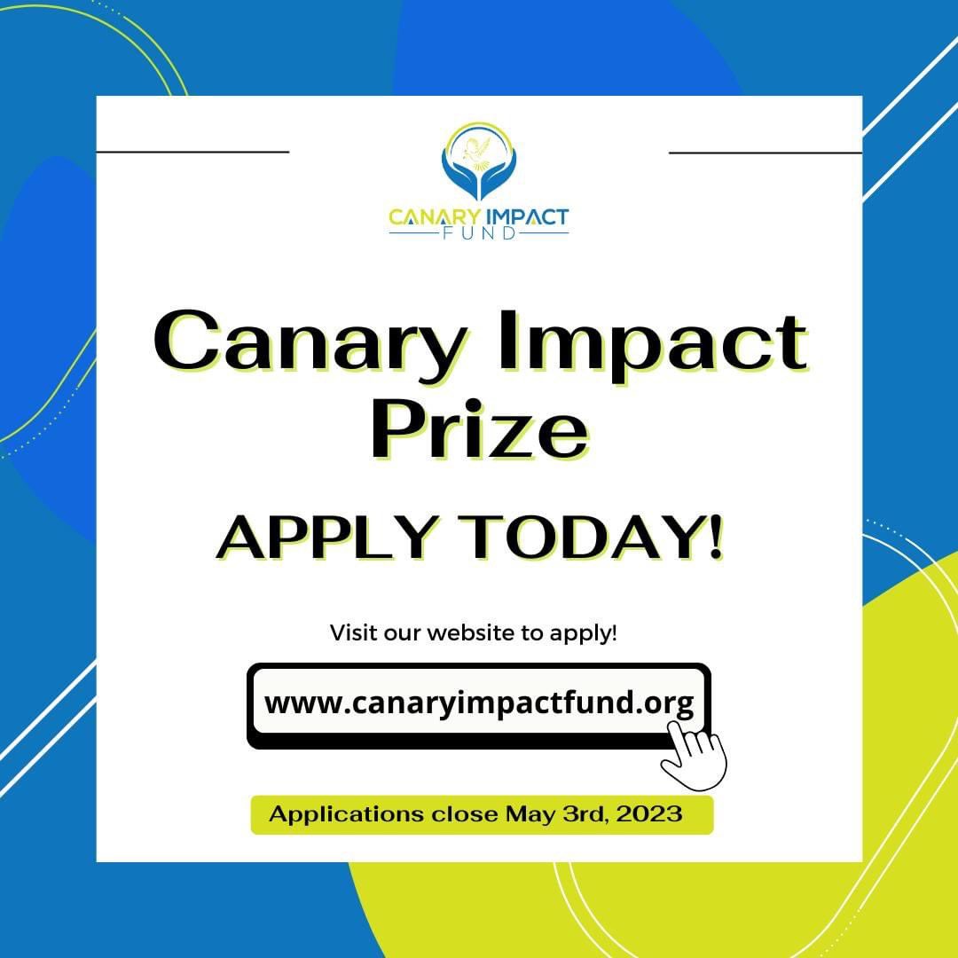 Calling all formerly incarcerated leaders! If you have a project or innovative idea and are looking for an initial investment, be sure to apply for the @canaryimpactfnd prize! To apply: forms.gle/hDVFwzyJ2Wytkg…