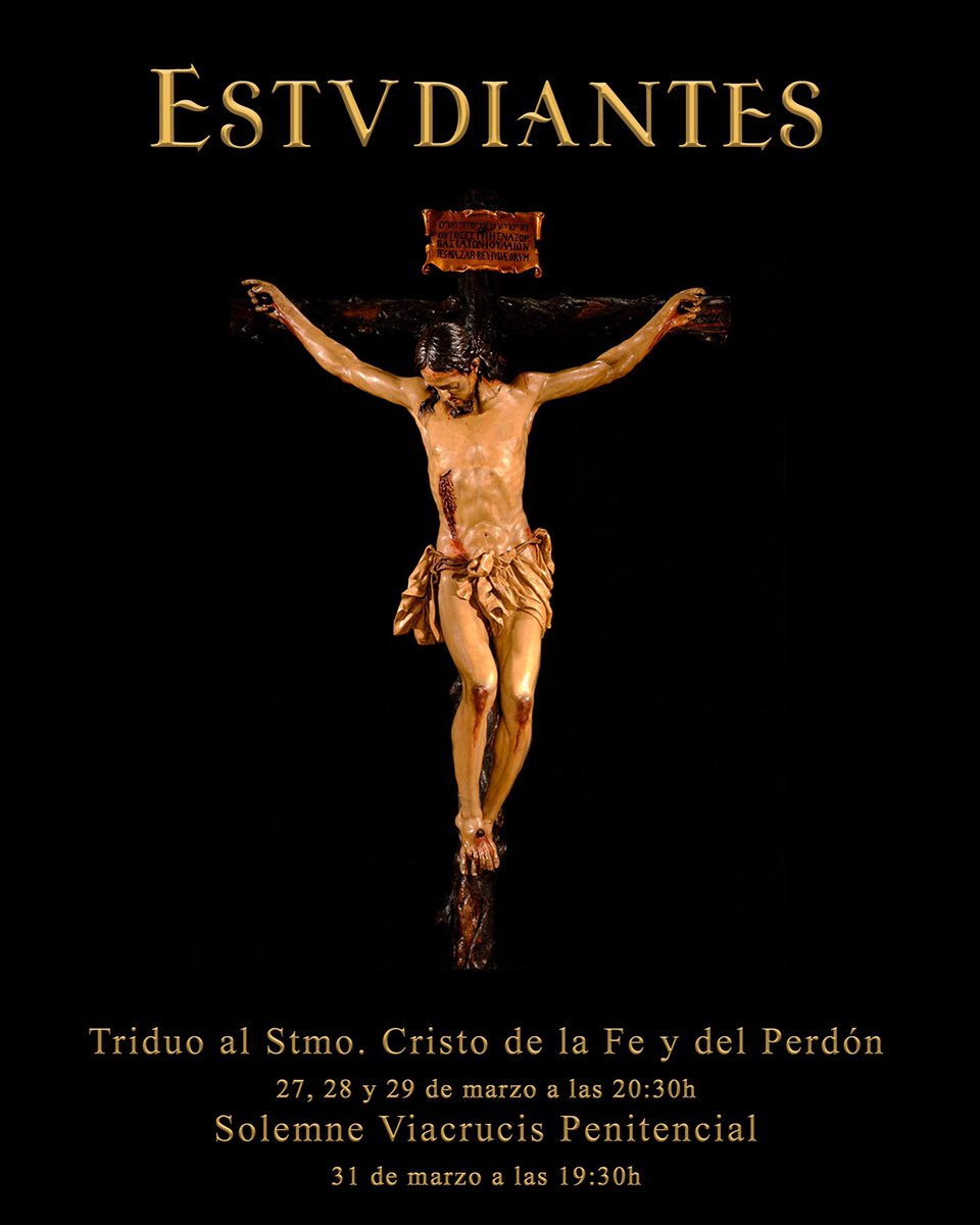 ⚫️TRIDUO SANTISIMO CRISTO⚫️ 

🗓 27, 28 y 29 de marzo

⏰ 20:30

⛪️ Basílica  de San Miguel

⚫️ SOLEMNE VIACRUCIS⚫️

⏰ 19:30

🗓 Viernes de Dolores 31 de marzo

 ⛪️ Basílica - Feligresía de San Miguel

Se podrá seguir el Viacrucis a través de nuestro perfil de twitter