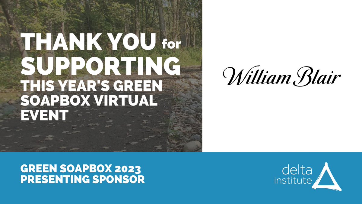 Delta Institute (@deltagreatlakes) on Twitter photo Thank you to <a href="/WilliamBlair/">William Blair</a> for supporting Green Soapbox this year! William Blair is dedicated to partnering with nonprofits to create a healthier, more sustainable world.
Learn more about our partnership with William Blair: williamblair.com/Insights/Catal… Thank you to <a href="/WilliamBlair/">William Blair</a> for supporting Green Soapbox this year! William Blair is dedicated to partnering with nonprofits to create a healthier, more sustainable world.
Learn more about our partnership with William Blair: williamblair.com/Insights/Catal…