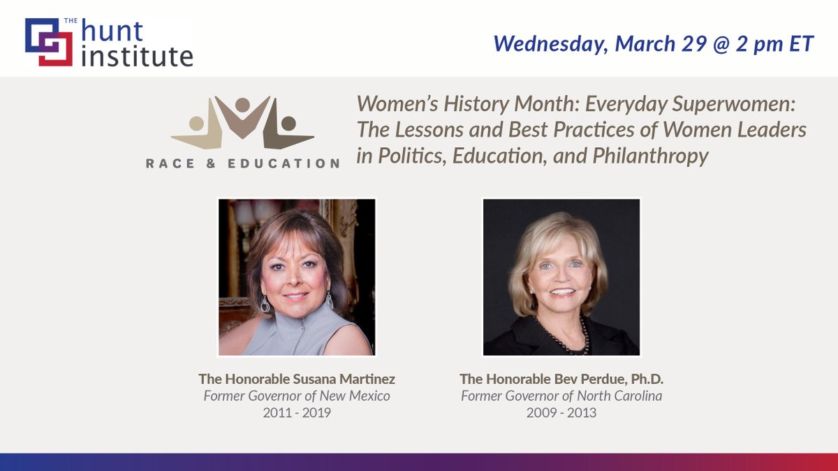 This is going to be a conversation you won't want to miss: ow.ly/r16050NoZqA
@Gov_Martinez @Hunt_Institute #WomensHistoryMonth #RaceAndEducation