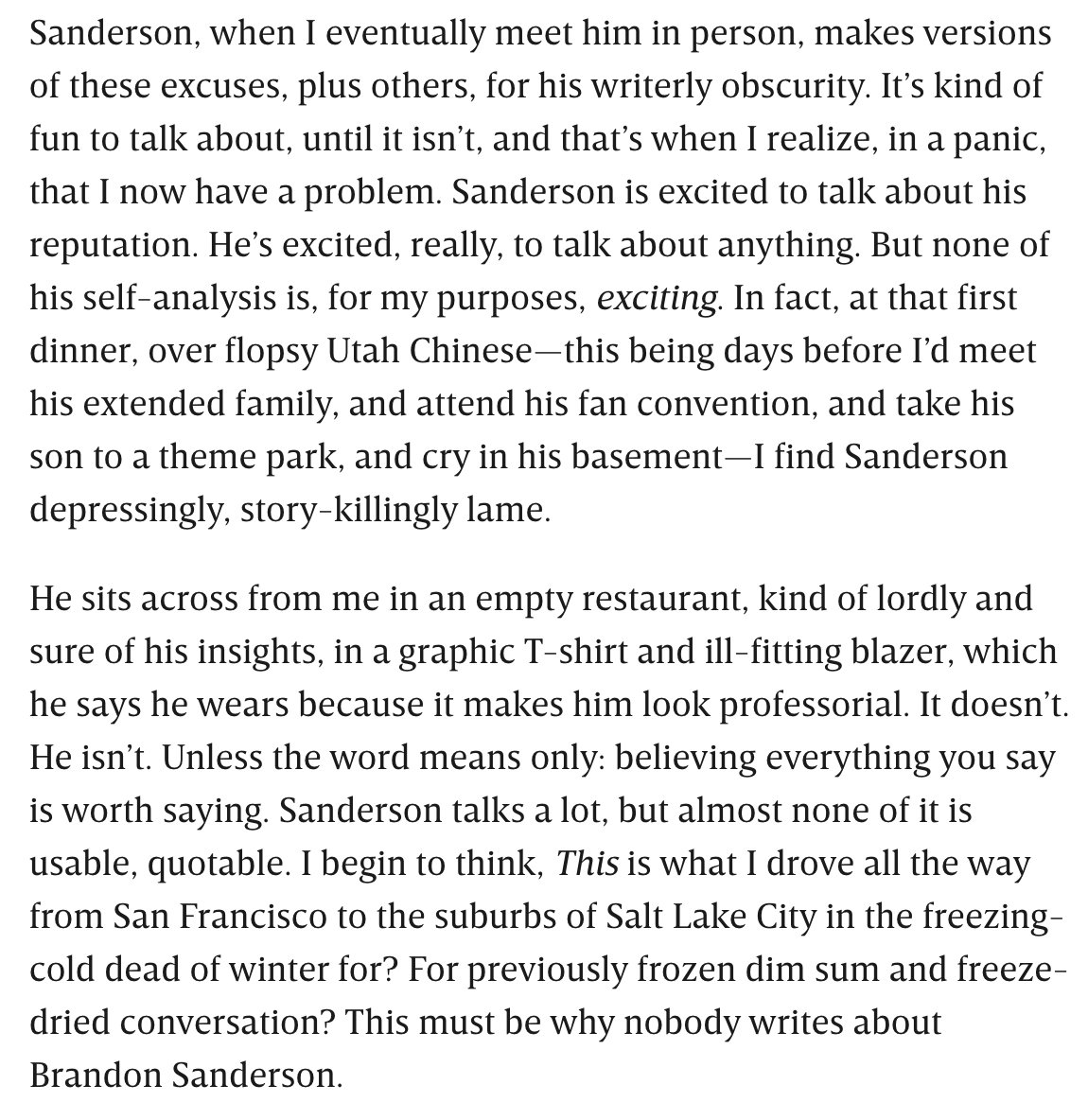 Dana Schwartz on hiatus on Twitter "I've never read Brandon