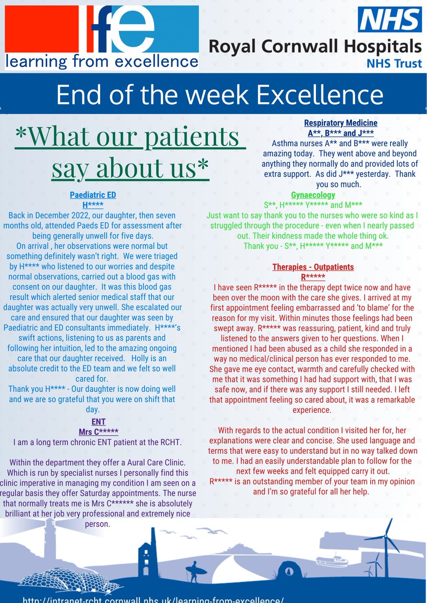 RCHT Clinical Effectiveness (@rchtclineffec) on Twitter photo Happy Friday
'Brilliant people performing 'Brilliant' care
To nominate a staff member go to:-
royalcornwall.nhs.uk/get-in-touch/
#BrilliantCare <a href="/RCHTCE/">Kate Shields</a> <a href="/RCHTWeCare/">Royal Cornwall Hospitals NHS Trust</a> <a href="/Redsnapperswail/">Berni</a> <a href="/kimvon_o/">Kim O'Keeffe - BEM</a> <a href="/TrewElizabeth/">Elizabeth Trew</a> <a href="/AllisterJGrant/">Allister Grant</a> <a href="/HQIP/">Healthcare Quality Improvement Partnership</a> <a href="/RCHTQIHub/">RCHT Quality Improvement Hub</a> @RCHTPtExp <a href="/CHealthLib/">Cornwall Health Lib</a> Happy Friday
'Brilliant people performing 'Brilliant' care
To nominate a staff member go to:-
royalcornwall.nhs.uk/get-in-touch/
#BrilliantCare <a href="/RCHTCE/">Kate Shields</a> <a href="/RCHTWeCare/">Royal Cornwall Hospitals NHS Trust</a> <a href="/Redsnapperswail/">Berni</a> <a href="/kimvon_o/">Kim O'Keeffe - BEM</a> <a href="/TrewElizabeth/">Elizabeth Trew</a> <a href="/AllisterJGrant/">Allister Grant</a> <a href="/HQIP/">Healthcare Quality Improvement Partnership</a> <a href="/RCHTQIHub/">RCHT Quality Improvement Hub</a> @RCHTPtExp <a href="/CHealthLib/">Cornwall Health Lib</a>