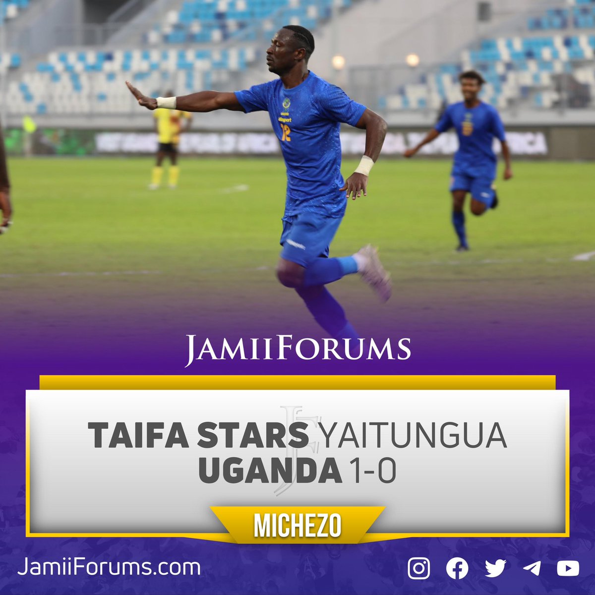 JamiiForums's tweet photo. KUFUZU AFCON2023: TAIFA STARS YAITUNGUA UGANDA 1-0
Timu ya #Tanzania ‘#TaifaStars’ imepata ushindi huo kwa goli la #SimonMsuva alilofunga dakika ya 68 kwenye mchezo wa Kundi F uliopigwa Uwanja wa Suez Canal Nchini Misri
Tanzania imefikisha pointi 4 katika kundi hilo la kuwania Kufuzu #AFCON2023, ikiwa nafasi ya pili nyuma ya #Algeria yenye pointi 9
Tanzania na #Uganda zitarudiana Jumanne Machi 28, 2023 kwenye Uwanja wa Mkapa, Dar
Soma https://t.co/gqQ2eCsqPN
#JFSports #JamiiForums