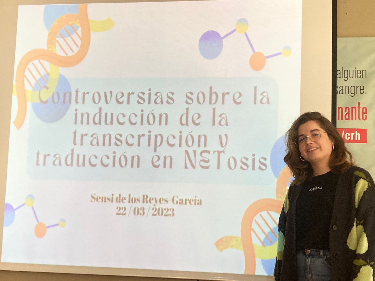 Cerrando ya los flecos de su Tesis Doctoral y fin de periodo pre-doctoral Sensi de los Reyes presentó en la sesión de Master de Hematología y Oncología Clínico Experimental la charla "Controversias sobre la inducción de la transcripción y traducción en NETosis". 👍👍👍