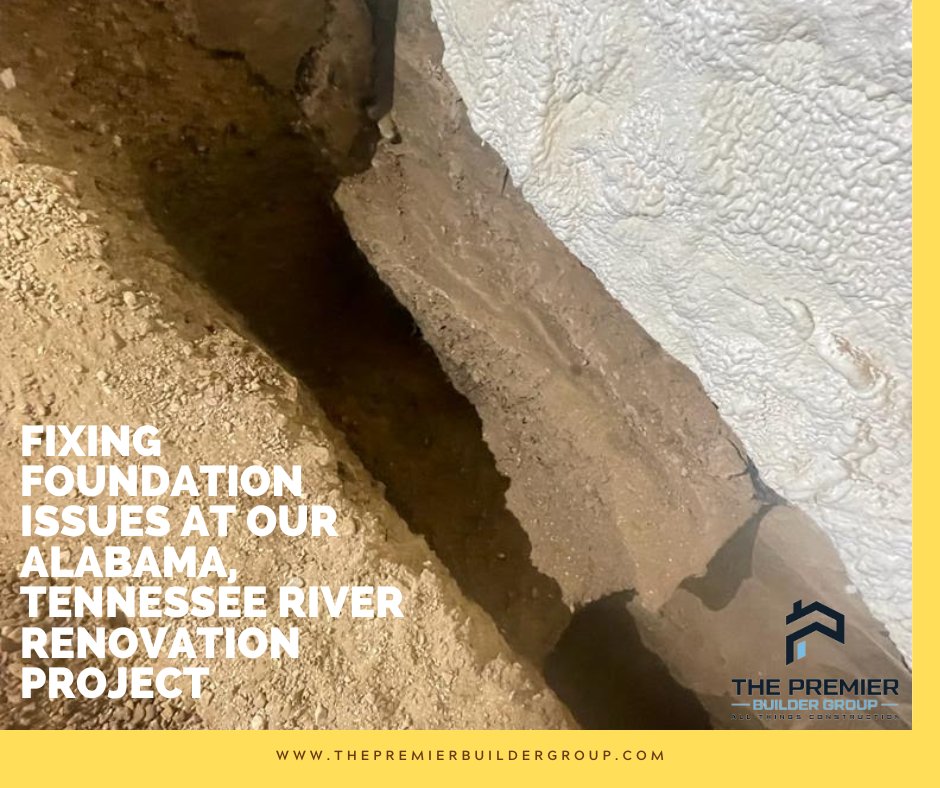 Fixing foundation issues at our Alabama, Tennessee River renovation project.
thepremierbuildergroup.com
#tennesseeriverproject #Alabama #fixingfoundation  #nashvillebuilder