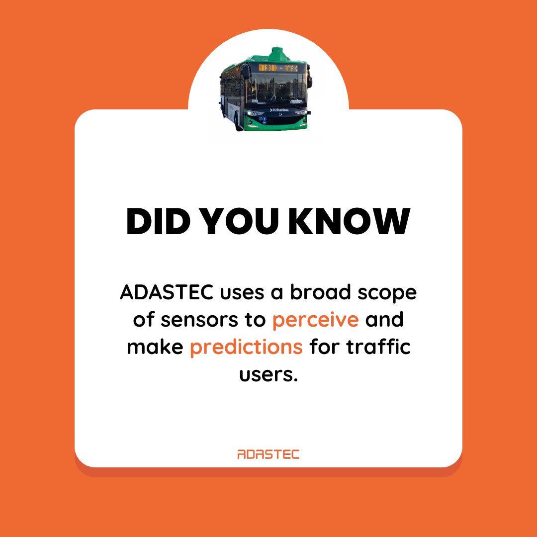 AdastecCorp's tweet image. These sensors allow for robust perception in various conditions! 🚍

#ADASTEC #autonomousdriving #autonomousbus #electricmobility