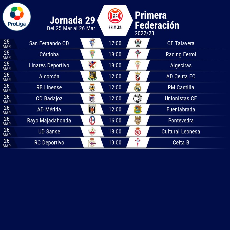 1ªRFEF 🏆 | HORARIOS ⚽️

Grupo I - Jornada 29

🔎 <a href="/besoccer_ES/">BeSoccer</a> 

#PuroFútbol
#PrimeraRFEF
#PrimeraFederación
