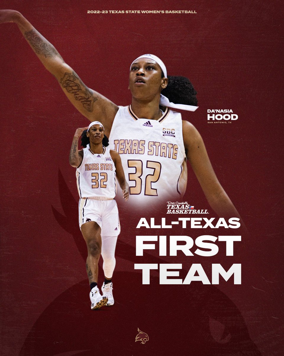 More honors for one of the great Bobcats @OfficialDHood_ named All-Texas First Team, her second career honor from Dave Campbell's #EatEmUp