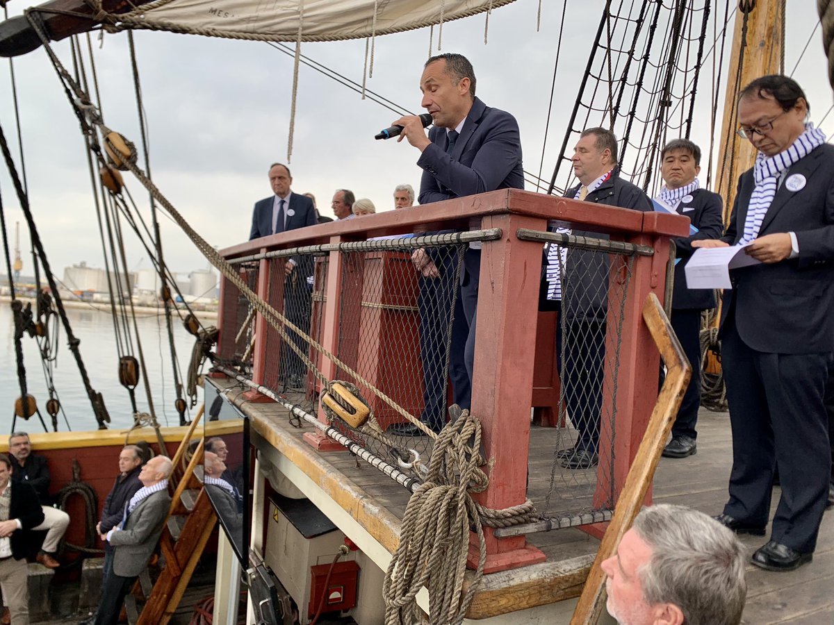 EscaleASete's tweet photo. Merci pour l’accueil à bord du Götheborg pour notre conférence de presse avec @AllemagneDiplo @SuedeenFR @RoumanieFrance @museemarine @PLenFrance @MarineNationale @AmbJaponFR https://t.co/1cXq3by63f