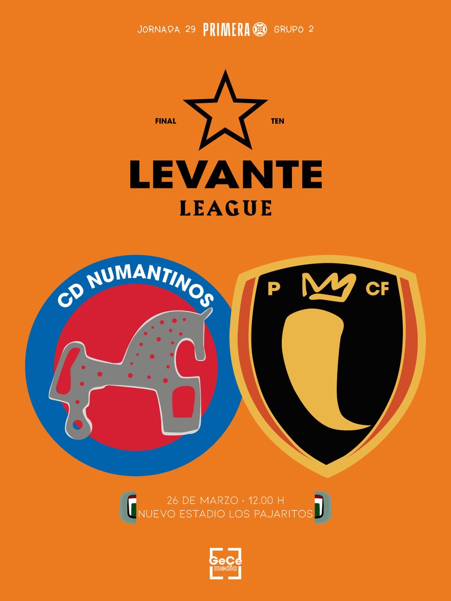 gecemedia_'s tweet photo. CARTEL🖼| Llega la #FinalFour de la #KingsLeague y da comienzo la #FinalTen de la #EstrellaLevanteLeague.
👉Jornada 2⃣9⃣ | Primera RFEF
⚽️ Numancia🆚Real Murcia
(CD Numantinos🆚Pimentoneros CF)
📅Domingo 26 de marzo
⏰12:00
🏟 Nuevo Estadio Los Pajaritos https://t.co/xaCWY3fpvA