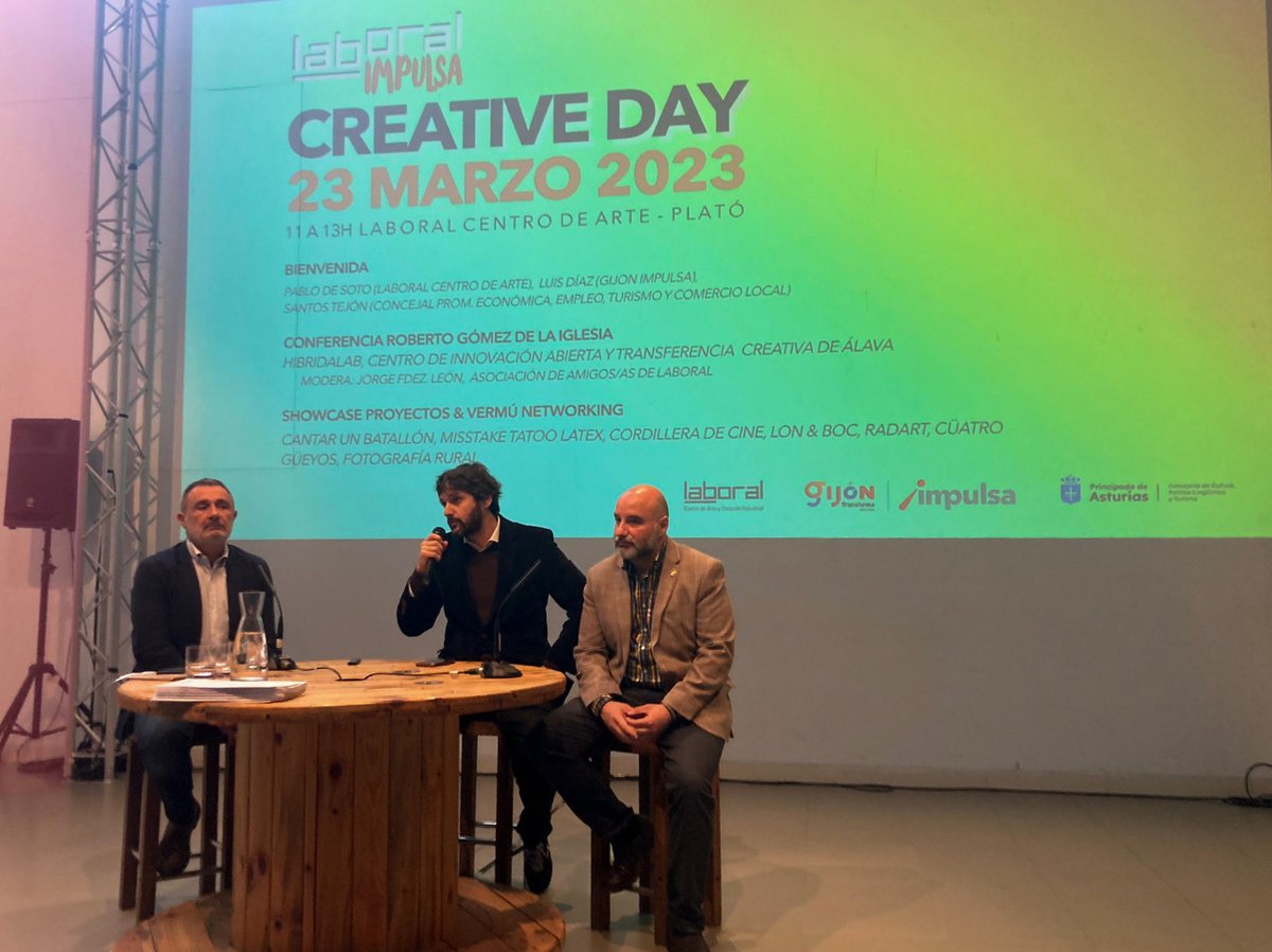 GijonImpulsa's tweet photo. 💡 CREATIVE DAY de la Residencia #LABoralImpulsa, en el que @LABoral y Gijón Impulsa presentamos ayer los proyectos que participaron en la cuarta convocatoria y conocimos a @hibridalab_eus.
📢 El plazo para formar parte de la quinta Residencia sigue abierto. Más información 🧵👇 https://t.co/njLTQDGabR