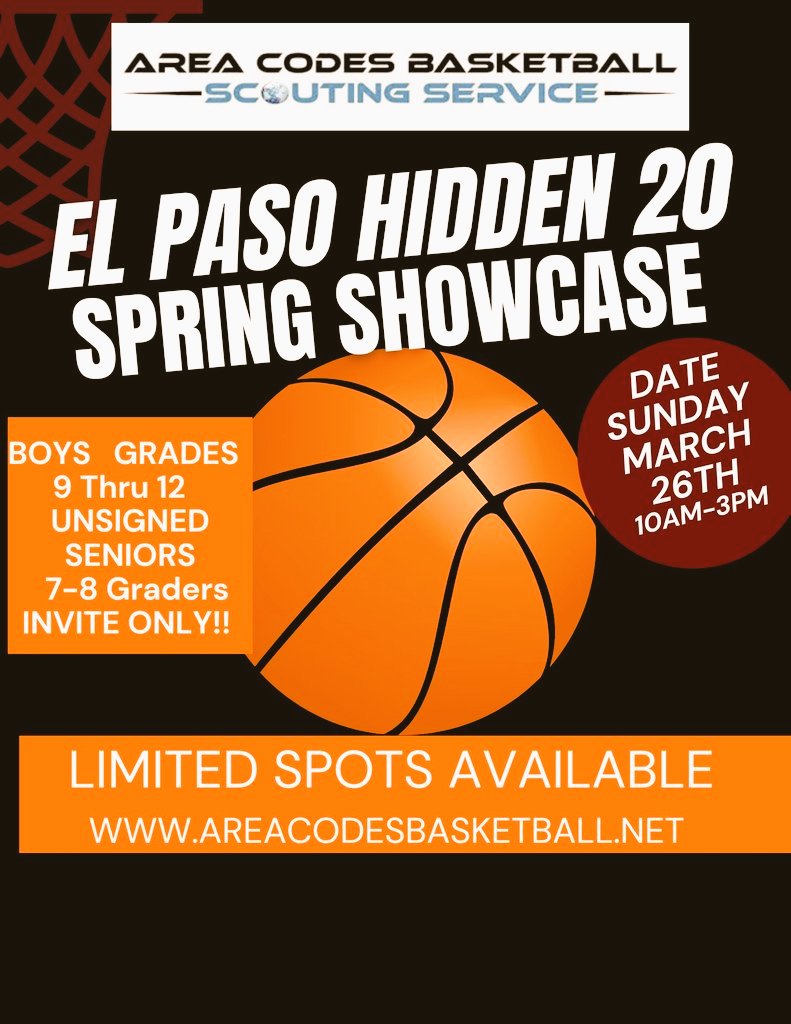 Jamal Williams 6'1 2023 (Andress/El Paso TX) is confirmed for the El Paso Hidden20 Spring Showcase 🏀 on Sunday March 26th info areacodesbasketball.net @streetcrdsports @Dwain44040924