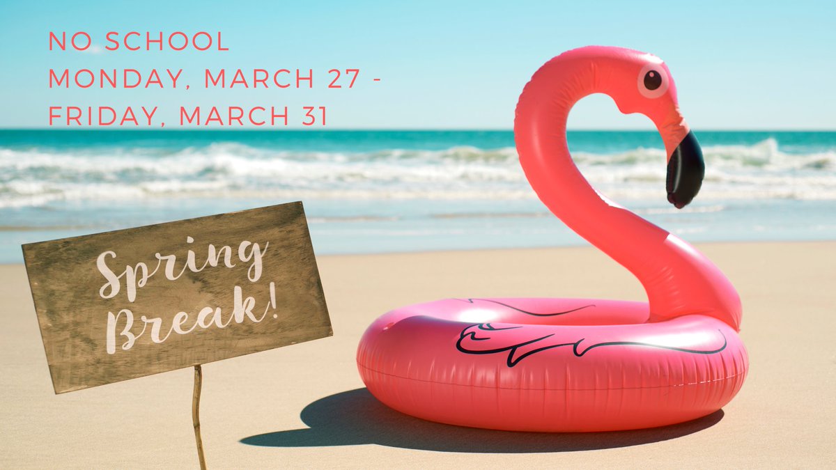 Spring has sprung! No school Monday, March 27 through Friday, March 31 for spring break. Enjoy!