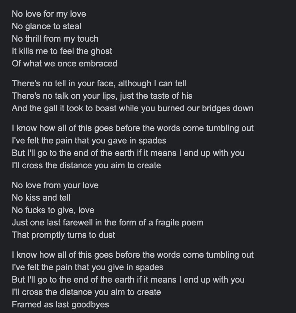 sclpeladmission's tweet photo. the most living in my mind rent free 4 years later thing about this is not "fucks" instead of "fucked", it's the fact that it means that he knows what half of us are reading  into his lyrics and he still wrote half of barriers and all of the heaven EP with those lyrics https://t.co/dePXXuP3eb
