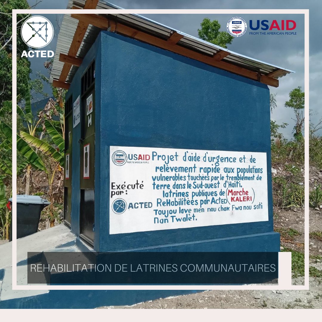 Plus d'une quinzaine de réhabilitations de latrines communautaires et scolaires réalisées par <a href="/ACTEDHaiti/">ACTED Haïti</a> dans le cadre du projet d'aide d'urgence et de relèvement rapide aux populations vulnérables touchées par le tremblement de terre du 14 août 2021, financé par @usaid.