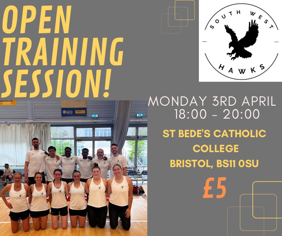 Mixed Open Training Session! 
🗓️Monday 3rd April 
⏰18:00 - 20:00 
📍St Bede’s College 
💰£5

#EMMNA #netballforall